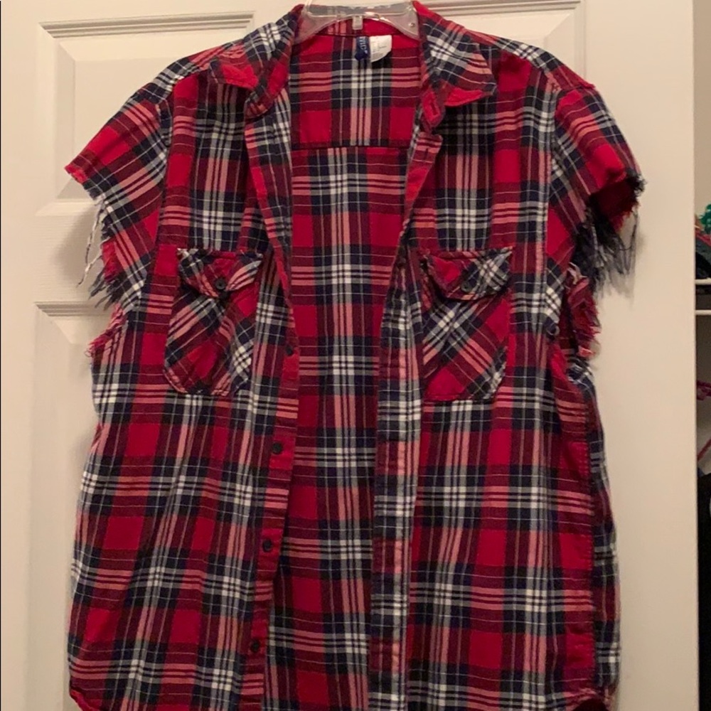 (Sold)Divided cut off fashion flannel